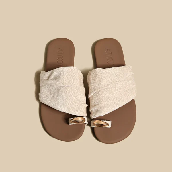 sg-11134201-825ak-mr8cqdma4op203 Linen Toe Ring Flat Slide Sandals