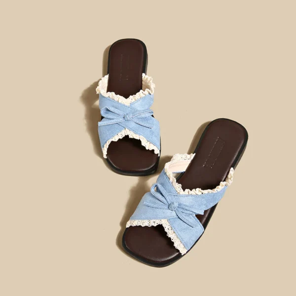 sg-11134201-825au-mq73e6s2b4zmc5 Lace Bow Cross Strap Slide Sandals